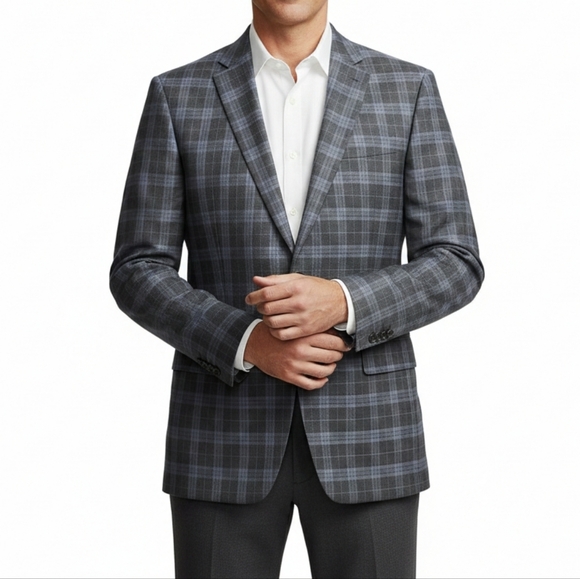 Lauren Ralph Lauren Other - LRL Ralph Lauren Mens 44L Blazer Plaid Gray Blue Sport Coat Preppy Office Jacket